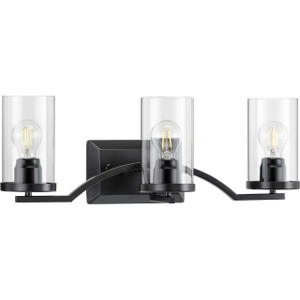 Lassiter Collection Three-Light Matte Black Clear Glass Modern Bath Vanity Light (P300258-031) Lassiter Collection Three-Light Matte Black Clear Glass Modern Bath Vanity Light (P300258-031)