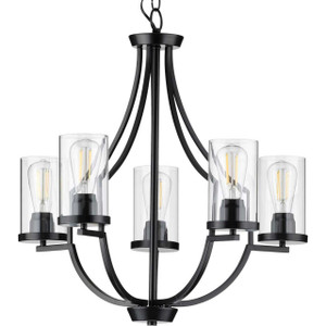 Lassiter Collection Five-Light Matte Black Clear Glass Modern Chandelier Light (P400197-031) Lassiter Collection Five-Light Matte Black Clear Glass Modern Chandelier Light (P400197-031)