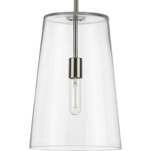 Clarion Collection One-Light Brushed Nickel Clear Glass Coastal Pendant Light (P500242-009) Clarion Collection One-Light Brushed Nickel Clear Glass Coastal Pendant Light (P500242-009)