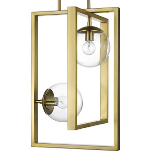 Atwell Collection Two-Light Brushed Bronze Clear Glass Luxe Pendant Light (P500284-109) Atwell Collection Two-Light Brushed Bronze Clear Glass Luxe Pendant Light (P500284-109)