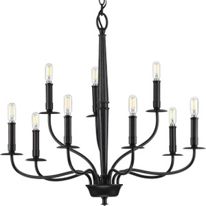 Durrell Collection Nine-Light Matte Black Coastal Chandelier Light (P400200-031) Durrell Collection Nine-Light Matte Black Coastal Chandelier Light (P400200-031)