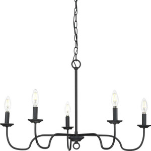Canebrake Collection Five-Light Matte Black Farmhouse Chandelier Light (P400291-31M)