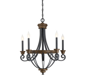 Wickham 5-Light Chandelier in Whiskey Wood (1-2050-5-68)