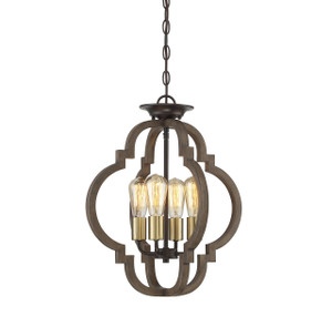 4-Light Convertible Semi-Flush or Pendant in Barrelwood with Brass (M60001-96)