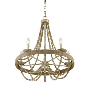 5-Light Chandelier in Natural Wood with Rope (M10014-97) 5-Light Chandelier in Natural Wood with Rope (M10014-97)