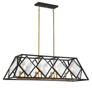 Capella 8-Light Linear Chandelier in English Bronze and Warm Brass (1-5404-8-79)