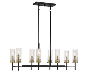 Marcello 8-Light Linear Chandelier in Matte Bk w/Warm Brass Accent (1-744-8-143) Marcello 8-Light Linear Chandelier in Matte Bk w/Warm Brass Accent (1-744-8-143)