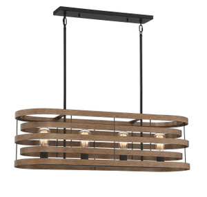 Blaine 4-Light Linear Chandelier in Natural Walnut with Black Accents (1-2965-4-36)