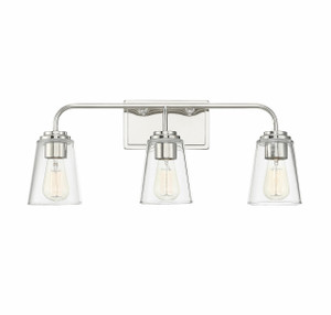 3-Light Bathroom Vanity Light in Polished Nickel (M80044PN) 3-Light Bathroom Vanity Light in Polished Nickel (M80044PN)