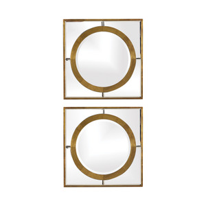 Uttermost Mirrors 09268 Misa Gold Square Mirrors Set of 2
