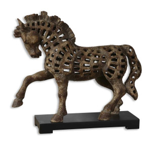 Prancing Horse Antique Sculpture (19217)