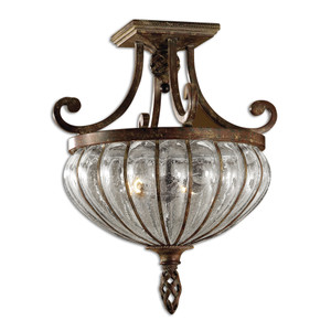 Galeana 2 Light Glass Semi Flushmount (Uttermost) Galeana 2 Light Glass Semi Flushmount (Uttermost)