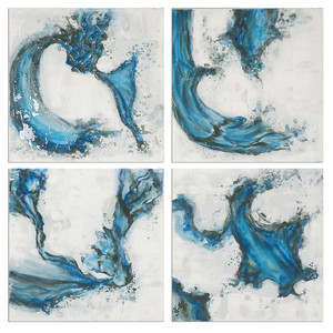 Swirls In Blue Abstract Art, S/4 (35324) Swirls In Blue Abstract Art, S/4 (35324)