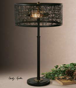 Alita Black Drum Shade Lamp (26131-1) Alita Black Drum Shade Lamp (26131-1)