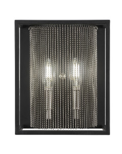 Cadina 2 Light Wall Sconce In Matte Black & Brushed Nickel (1301-MBBN) Cadina 2 Light Wall Sconce In Matte Black & Brushed Nickel (1301-MBBN)