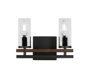 Belmont 2 Light Bath Bar In Matte Black & Painted Wood-Look (2712-MBWG-800) Belmont 2 Light Bath Bar In Matte Black & Painted Wood-Look (2712-MBWG-800)
