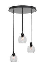Empire 3 Light Cluster Pendalier In Matte Black Finish (2183-MB-4100)