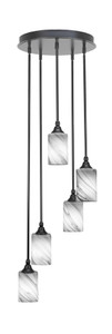 Empire 5 Light Cluster Pendalier In Matte Black Finish (2145-MB-3009)