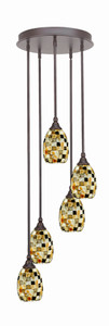 Empire 5 Light Cluster Pendalier In Dark Granite Finish (2145-DG-408)