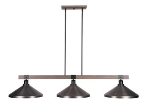 Tacoma 3 Lt Island Matte Black & Paint Distressed Wood-Look (1863-MBDW-424-GP)