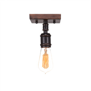 Portland 1 Light Semi-Flush In Painted Wood-Look & Dark Granite (1141-AT18)