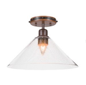 Blacksmith 1 Light Semi-Flush In Painted Wood-Look & Dark Granite (1767-306)