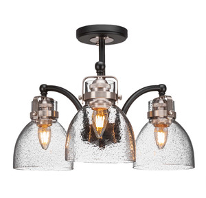 Easton 3 Light Semi-Flush In Matte Black & Brushed Nickel (1947-MBBN-4119)