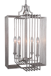 Sky Loft 4 Light Chandelier In Aged Silver (1107-AS)
