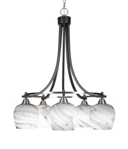 Paramount 5 Light Chandelier In Matte Black & Brushed Nickel (3415-MBBN-4819)
