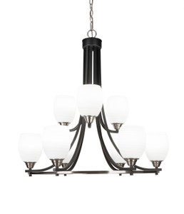 Paramount 9 Light Chandelier In Matte Black & Brushed Nickel (3409-MBBN-615)