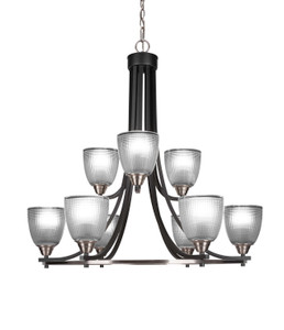 Paramount 9 Light Chandelier In Matte Black & Brushed Nickel (3409-MBBN-500)