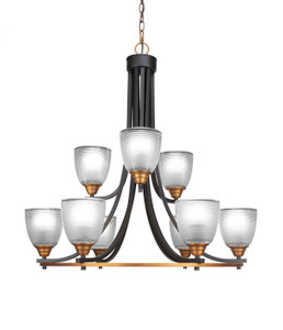 Paramount 9 Light Chandelier In Matte Black & Brass (3409-MBBR-500)