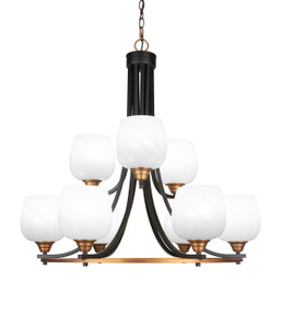 Paramount 9 Light Chandelier In Matte Black & Brass (3409-MBBR-4811)