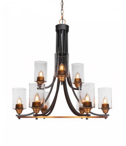 Paramount 9 Light Chandelier In Matte Black & Brass (3409-MBBR-300)