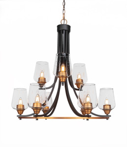 Paramount 9 Light Chandelier In Matte Black & Brass (3409-MBBR-210)