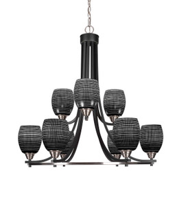 Paramount 9 Light Chandelier In Matte Black & Brushed Nickel (3409-MBBN-4029)