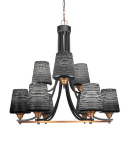Paramount 9 Light Chandelier In Matte Black & Brass (3409-MBBR-4039)