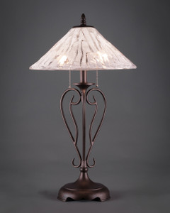 Olde Iron Table Lamp Shown In Bronze Finish With 16" Italian Ice Glass (42-BRZ-719)