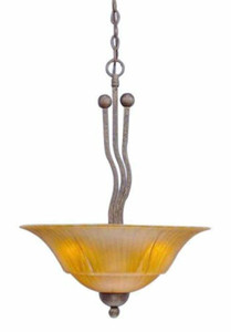 Wave Pendant With 3 Bulbs Shown In Bronze Finish With 20" Tiger Glass (224-BRZ-53819)