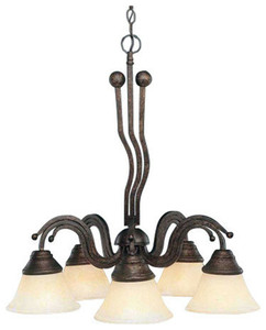 Wave 5 Light Chandelier Shown In Bronze Finish With 7" Amber Marble Glass (227-BRZ-503)