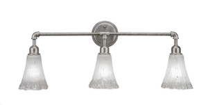 Vintage 3 Light Bath Bar Shown In Aged Silver Finish With 5.5" Frosted Crystal Glass (183-AS-721)