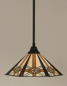 Stem Pendant With Hang Straight Swivel Shown In Matte Black Finish With 16" Hampton Art Glass (26-MB-961)