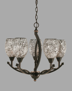 Bow 5 Light Chandelier Shown In Black Copper Finish With 5" Black Fusion Glass (275-BC-4165)