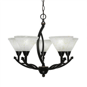 Bow 5 Light Chandelier Shown In Black Copper Finish With 7" Gold Ice Glass (275-BC-7145)