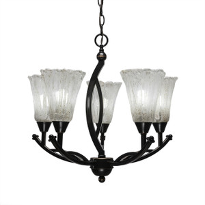 Bow 5 Light Chandelier Shown In Black Copper Finish With 5.5" Italian Ice Glass (275-BC-729)
