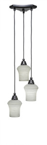 Europa 3 Light Cluster Pendalier Shown In Matte Black Finish With 5.5" Zilo Gray Linen Glass (28-MB-682)