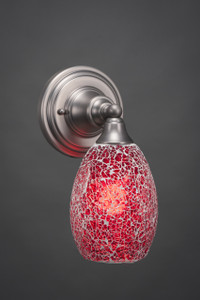 Wall Sconce Shown In Brushed Nickel Finish With 5" Red Fusion Glass (40-BN-5056)