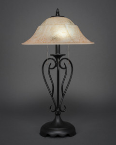 Olde Iron Table Lamp Shown In Matte Black Finish With 16" Italian Marble Glass (42-MB-53618)