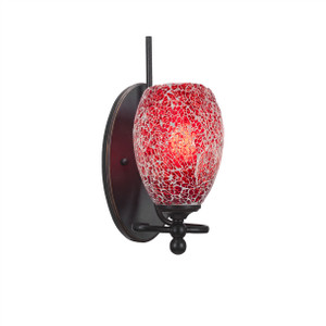 Capri 1 Light Wall Sconce Shown In Dark Granite Finish With 5" Red Fusion Glass (591-DG-5056)
