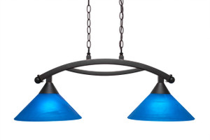 Bow 2 Light Island Light Shown In Dark Granite Finish With 12" Blue Italian Glass (872-DG-4152) Bow 2 Light Island Light Shown In Dark Granite Finish With 12" Blue Italian Glass (872-DG-4152)